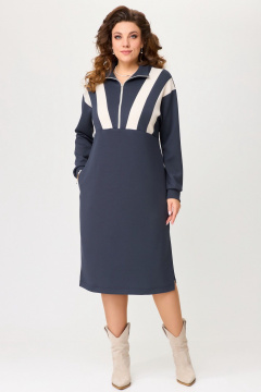 Трикотажное платье с вытачками и декоративной вставкой Fita 5011 серый - фото 2