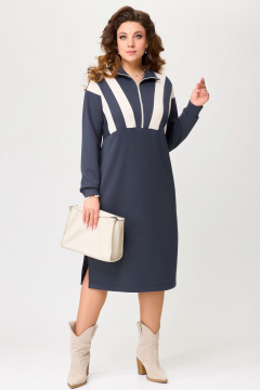 Трикотажное платье с вытачками и декоративной вставкой Fita 5011 серый - фото 1