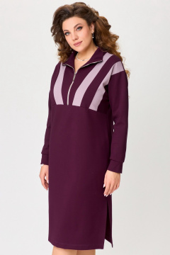 Элегантное трикотажное платье с декоративными вставками Fita 5013 бордо - фото 5