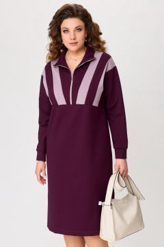 Элегантное трикотажное платье с декоративными вставками Fita 5013 бордо - фото 4