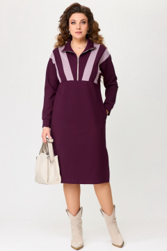 Элегантное трикотажное платье с декоративными вставками Fita 5013 бордо - фото 2