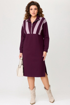 Элегантное трикотажное платье с декоративными вставками Fita 5013 бордо - фото 1