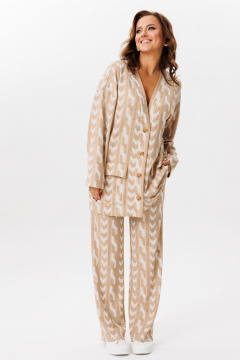 Брюки и джемпер бежевого цвета из трикотажа, свободный крой Mubliz 221 беж - фото 5