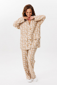 Брюки и джемпер бежевого цвета из трикотажа, свободный крой Mubliz 221 беж - фото 4