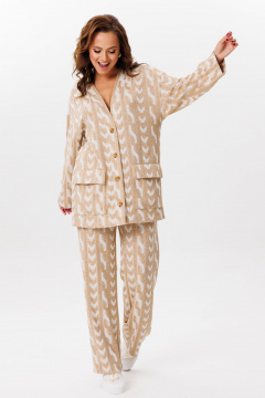 Брюки и джемпер бежевого цвета из трикотажа, свободный крой Mubliz 221 беж - фото 3