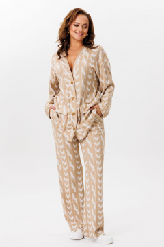 Брюки и джемпер бежевого цвета из трикотажа, свободный крой Mubliz 221 беж - фото 2