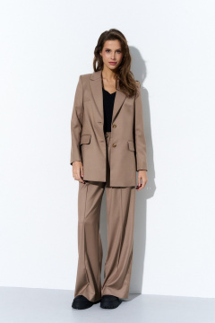 Бежевый демисезонный жакет прямого кроя из текстиля Luitui R3012 бежевый - фото 3