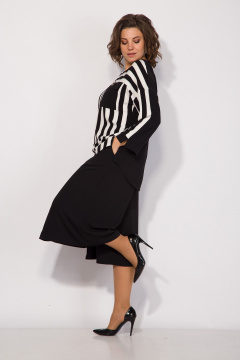 Демисезонный черный комплект блузы и брюк из текстиля Liliana 1386 - фото 4