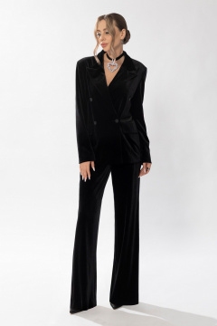 Бархатный жакет и брюки с отрезными поясами, классический стиль Golden Valley 6625 черный - фото 1
