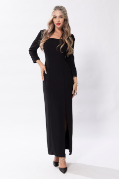 Круглогодичное нарядное платье с рельефами черное на подкладке Golden Valley 44098 черный - фото 1