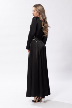 Круглогодичное платье с рельефами и декоративным шнуром Golden Valley 44206 черный - фото 2