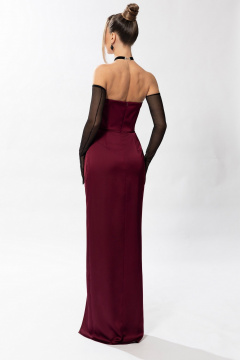 Круглогодичное нарядное платье с рельефами и складками Golden Valley 44241 бордовый - фото 2