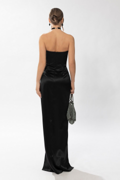 Круглогодичное платье из текстиля с рельефами и складками Golden Valley 44241 черный - фото 2