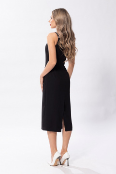 Черное платье с V-образным вырезом и талиевыми вытачками Golden Valley 46653 черный - фото 2