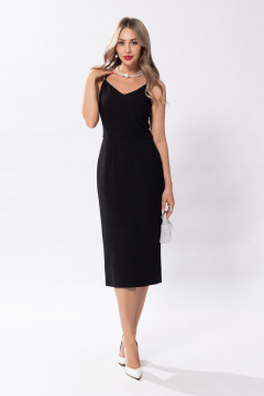 Черное платье с V-образным вырезом и талиевыми вытачками Golden Valley 46653 черный - фото 1