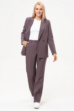 Брюки и жакет деловой стиль с высокой посадкой IVARI 10609 какао - фото 3
