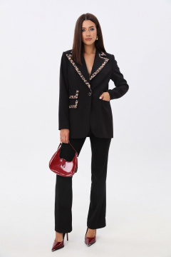 Костюм из жакета и брюк с леопардовым кантом LM К5005 - фото 5