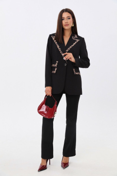 Костюм из жакета и брюк с леопардовым кантом LM К5005 - фото 4