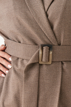 Стильный жакет из поливискозы с поясом и карманами Панда 185630w коричневый - фото 4