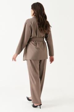 Стильный жакет из поливискозы с поясом и карманами Панда 185630w коричневый - фото 5