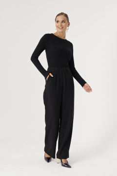 Стильный трикотажный джемпер боди с застежкой Панда 207040w черный - фото 1