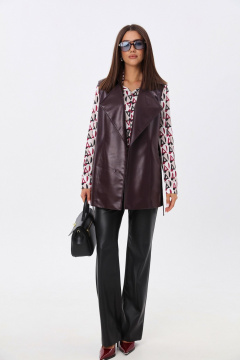 Комплект блузка, жилет и брюки из текстиля и экокожи LM К5001 - фото 2