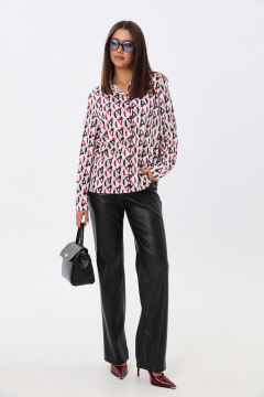 Комплект блузка, жилет и брюки из текстиля и экокожи LM К5001 - фото 3