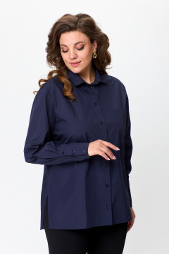 Рубашка свободного кроя в стиле оверсайз из текстиля Avenue 0301-8 синий - фото 2