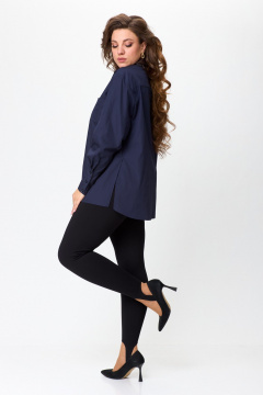 Рубашка свободного кроя в стиле оверсайз из текстиля Avenue 0301-8 синий - фото 4