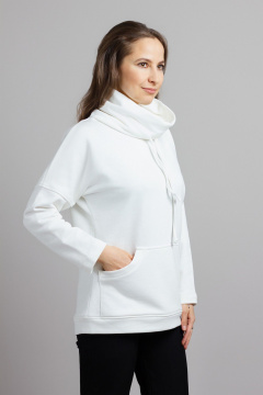 Демисезонный свободный худи из трикотажа хлопка Mirolia 1217 кремовый - фото 4