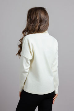 Джемпер с сетчатым и текстурным акцентом стиль на каждый день Mirolia 1219 кремовый - фото 5