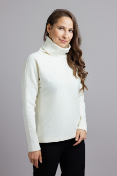 Джемпер с сетчатым и текстурным акцентом стиль на каждый день Mirolia 1219 кремовый - фото 3