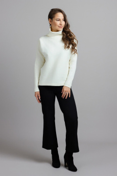 Джемпер с сетчатым и текстурным акцентом стиль на каждый день Mirolia 1219 кремовый - фото 2