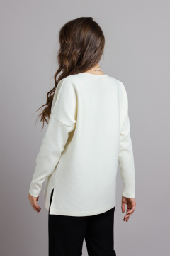 Туника из трикотажа и хлопка свободный крой для демисезона Mirolia 1221 кремовый - фото 3