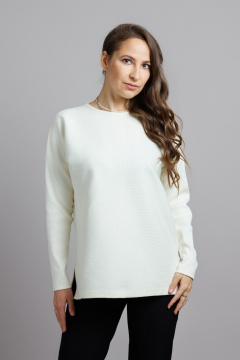 Туника из трикотажа и хлопка свободный крой для демисезона Mirolia 1221 кремовый - фото 2