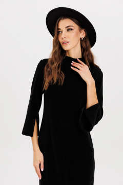 На каждый день платье полуприлегающего силуэта с поясом из трикотажа AVEEVA 5211 черный - фото 5