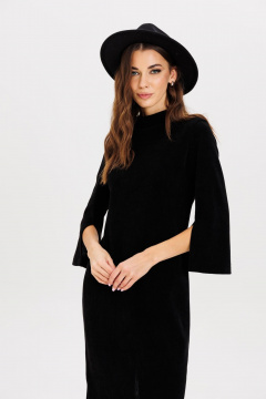 На каждый день платье полуприлегающего силуэта с поясом из трикотажа AVEEVA 5211 черный - фото 4