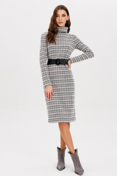 Платье трикотажное с поясом, полуприлегающий силуэт AVEEVA 5212 серое - фото 4