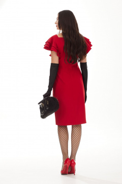 Нарядное приталенное платье из ткани плательной группы Твой имидж 2000 красный - фото 3