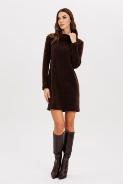 Платье трикотажное с широким поясом, демисезонное AVEEVA 5213 шоколадный - фото 1