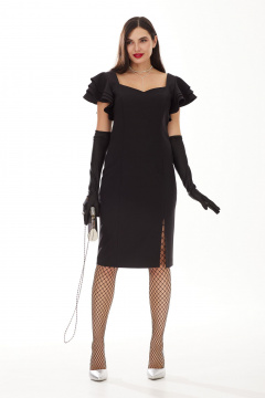 Нарядное приталенное платье из текстиля с разрезом Твой имидж 1999 черный - фото 5