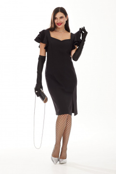 Нарядное приталенное платье из текстиля с разрезом Твой имидж 1999 черный - фото 4