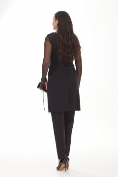 Демисезонный костюм из вискозы: жилет, брюки, декор перья Твой имидж 1876 черный - фото 2