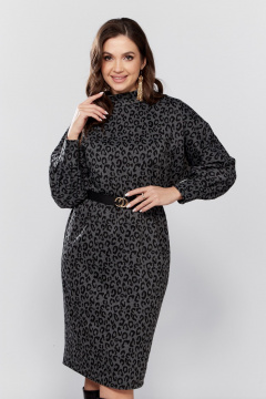 Платье свободного силуэта из трикотажа, рукав летучая мышь Verita 2330 темный_леопард - фото 5