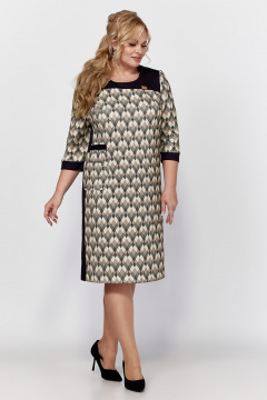 Платье из трикотажа с контрастными вставками и бочками Algranda А4028 - фото 2
