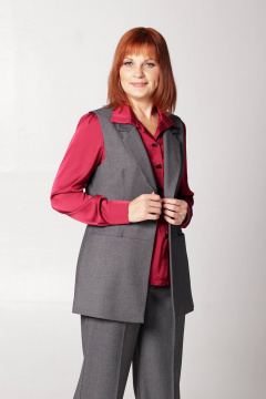 Жилет женский полуприлегающий из текстиля с карманами Соджи 586 серый - фото 5