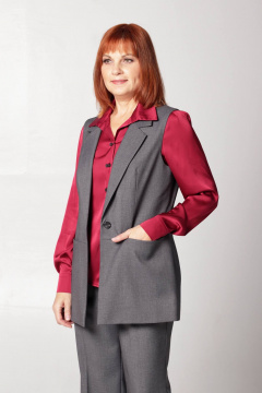 Жилет женский полуприлегающий из текстиля с карманами Соджи 586 серый - фото 4