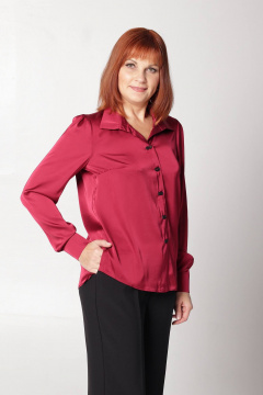 Блуза женская с воротником-рубышкой и разрезами Соджи 632 бордовый - фото 4