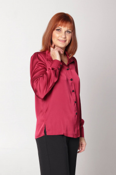 Блуза женская с воротником-рубышкой и разрезами Соджи 632 бордовый - фото 3