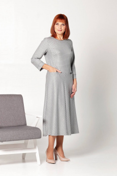 Платье с рельефами, отрезное ниже талии и клиньями Соджи 634 светло-серый - фото 5
